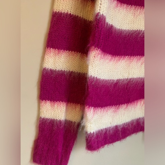 &Merci Fuzzy Striped Sweater turtleneck soft nwt mohair blend - Picture 2 of 9